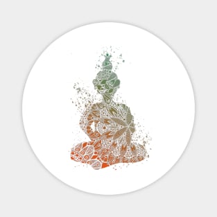 Green and Orange Mandala Buddha Magnet